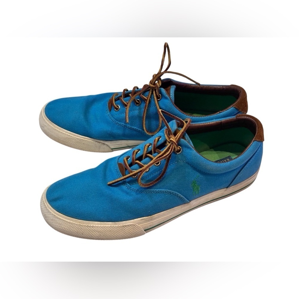Polo Ralph Lauren Sneakers Blue Logo Travel Preppy Vaughn Canvas Size 12